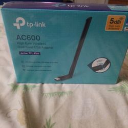 TP-Link AC600 USB WiFi Adapter for PC (Archer T2U Plus)- Wireless Network Adapter for Desktop with 2.4GHz, 5GHz High Gain Dual Band 5dBi Antenna, Supp