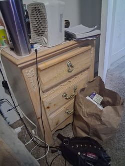 Wood Dresser with Ornate Brass Handles