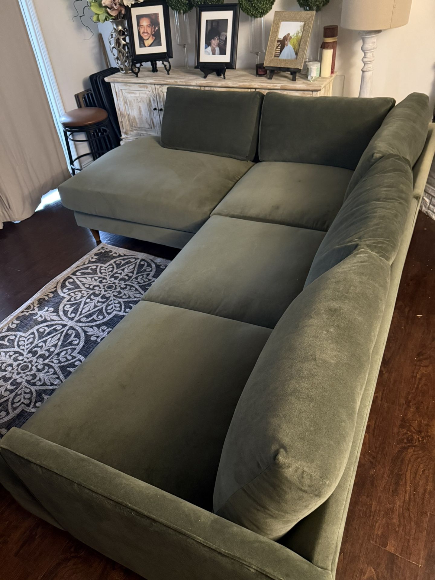 Designer Green Moss Sectional Couch