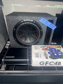 Kicker Comp r 10 in new ported box with mat king kicker amp and new amp wiring kit