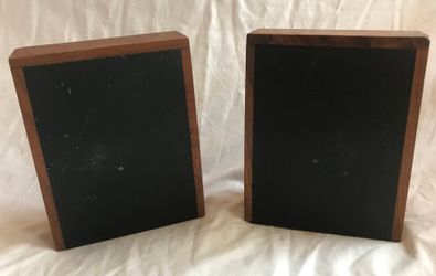 Rare Harpswell House, Brunswick, Maine-slate and walnut - 300 Million Year Old Slate Wood Danish Modern Bookends 