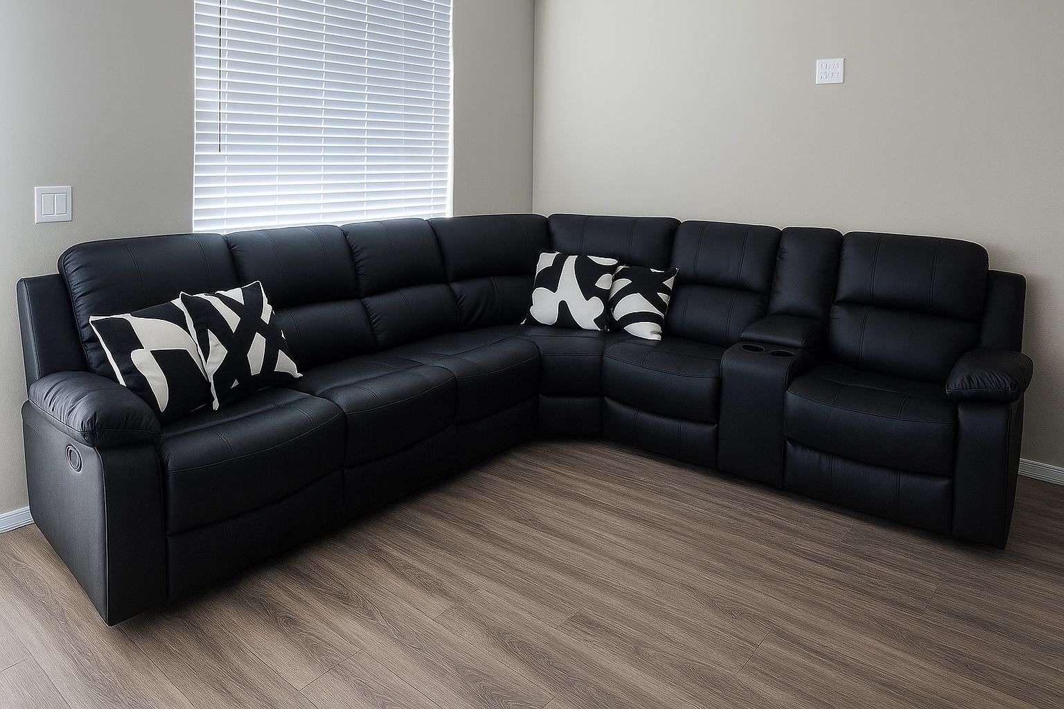 Black Faux Leather  Recliner Couch 