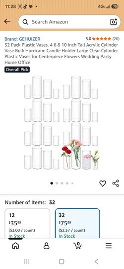 32 plastic vases for wedding