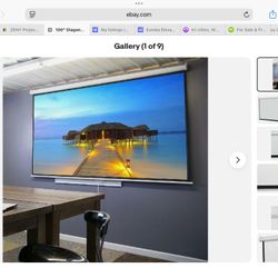 Zeny 100" Diagonal 16:9 Projection Projector Screen HD Manual Pull Down Home 