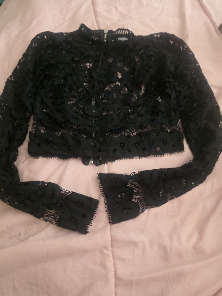 Lace Black Top Medium 8 New