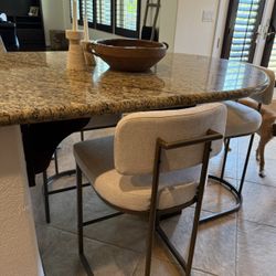 Counter Stool Linen With Brass Frame