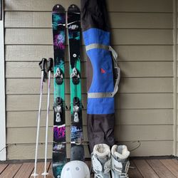 K2 MissBehaved Skis + Salomon Bindings + Salomon Divine Cruise Boots + K2 Poles + Anex Flourish Helmet  + Athalon  Bag