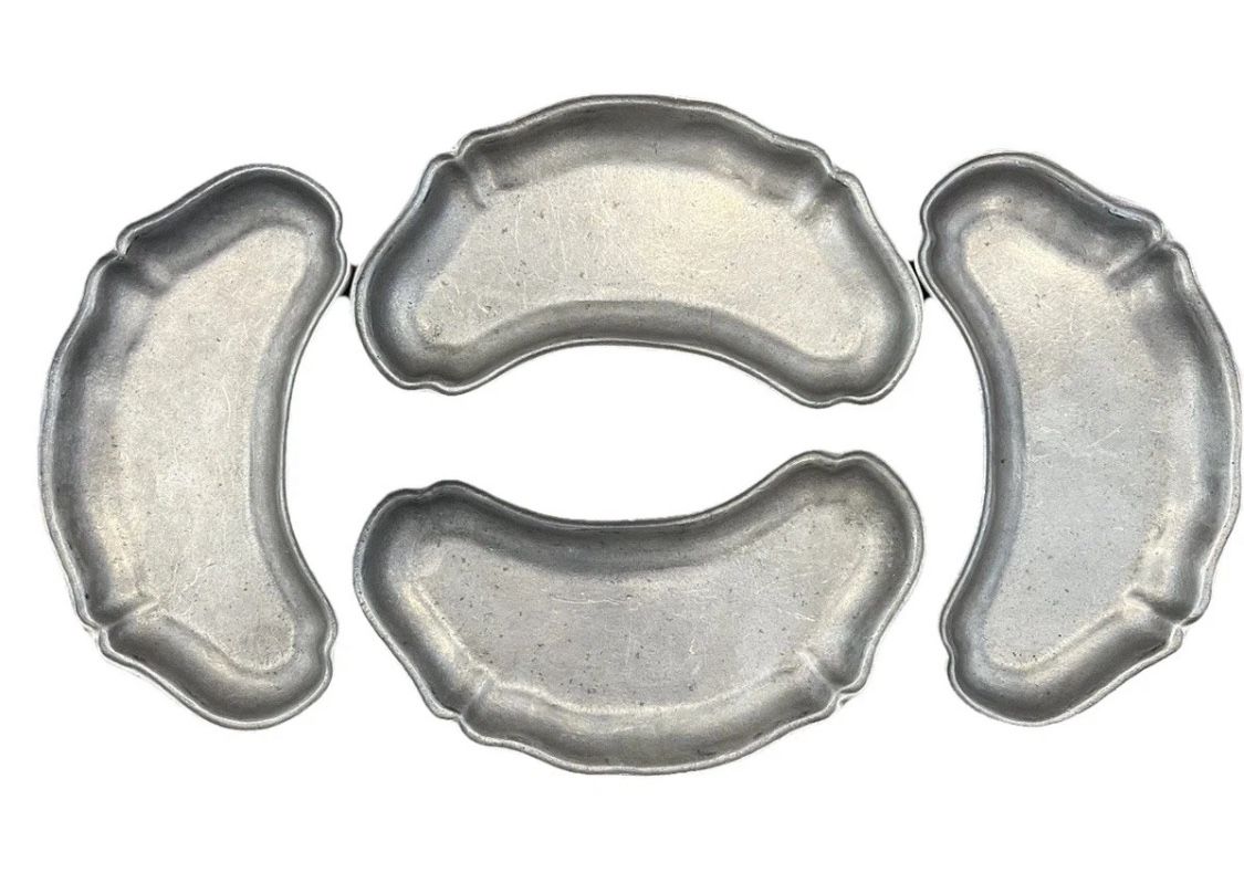 Oneida Cambridge Pewter Dish Plate Crescent Colonial Queen Anne Set Lot Vintage