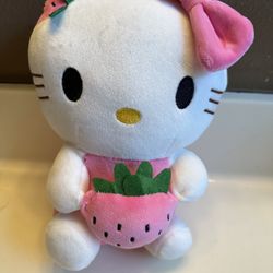 New Hello Kitty Holding A Pink Strawberry Plush