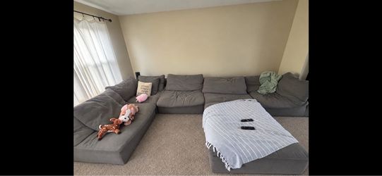 Large Gray Sectional Sofa with Ottoman