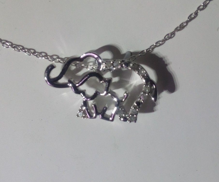 Sterling Silver Diamond Elephant Necklace