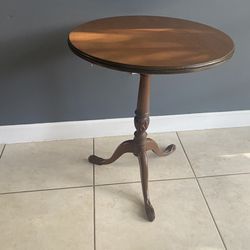 Antique Round Wood Accent Table