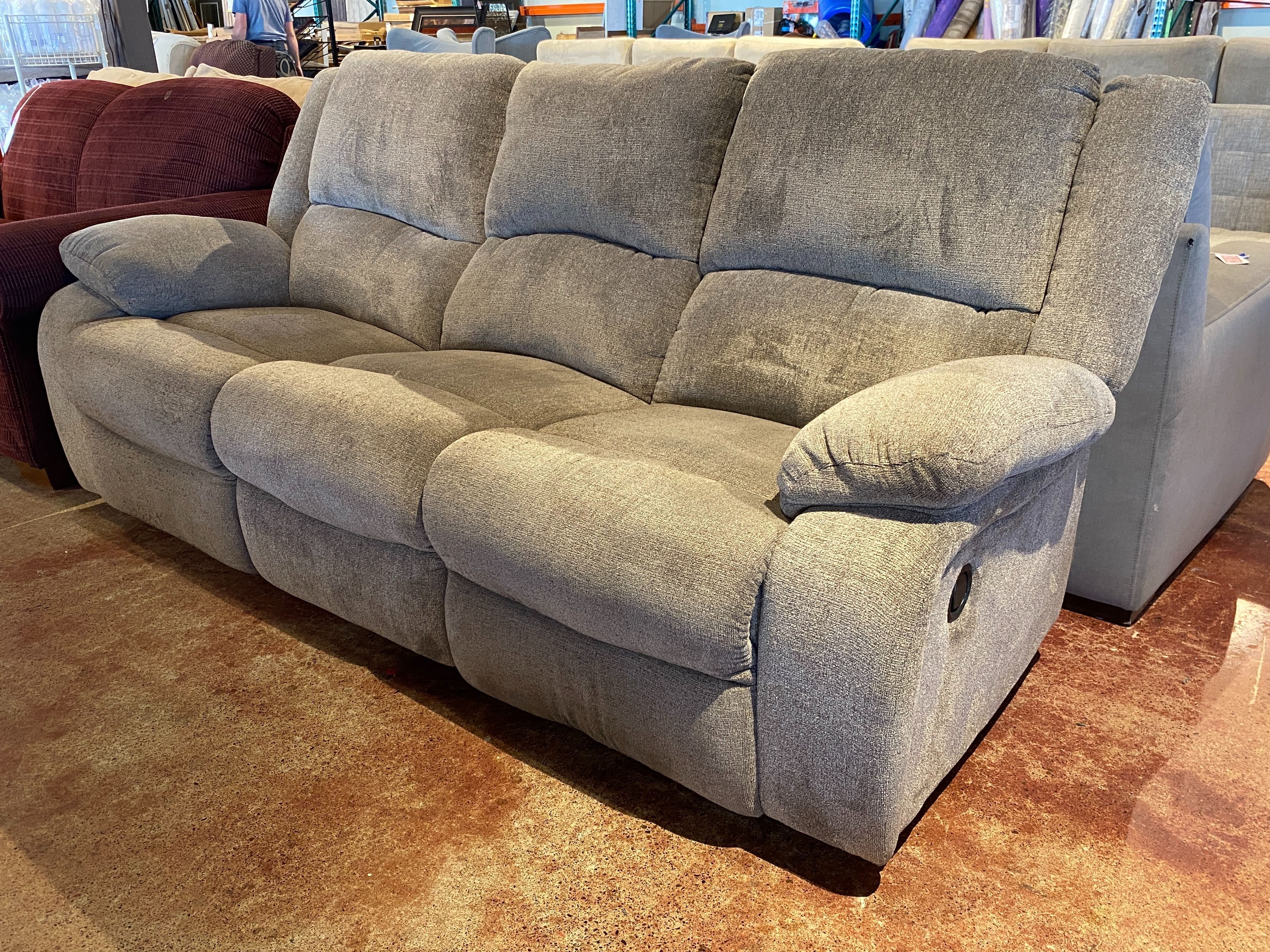 Cloud Grey 3-Seater Manual Recliner Sofa