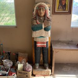 6ft Carved Wooden Indian Statue 