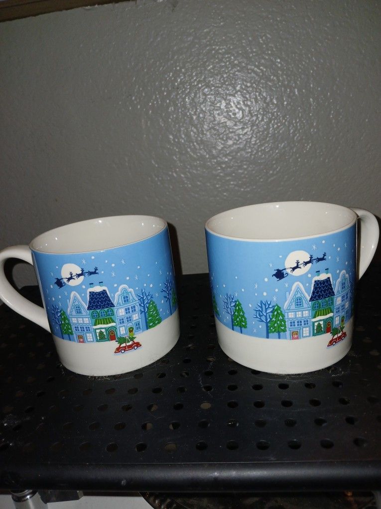 2 Snowflake Coffee Hot Chocolate Mugs