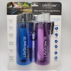 LifeStraw Filter Bottles - 2-Stage Integrated Filter Straw for Hiking, Backpacking, and Travel