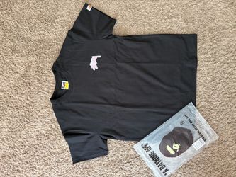 Stussy X Bape tee pink and black