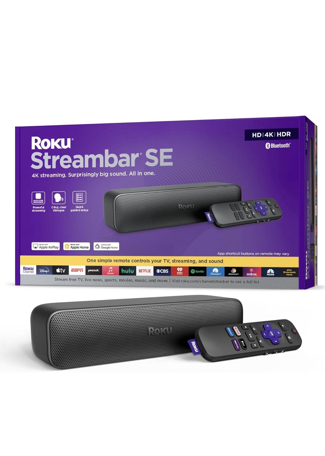 Roku Streambar SE | 2-in-1 TV Soundbar with Built-in 4K/HD/HDR Streaming