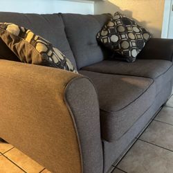 Dark Gray Fabric Loveseat Sofa