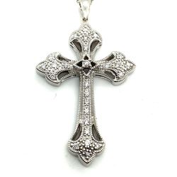 14k White Gold Diamond Cross Pendant Necklace Combo 6grams 18” 138053 13
