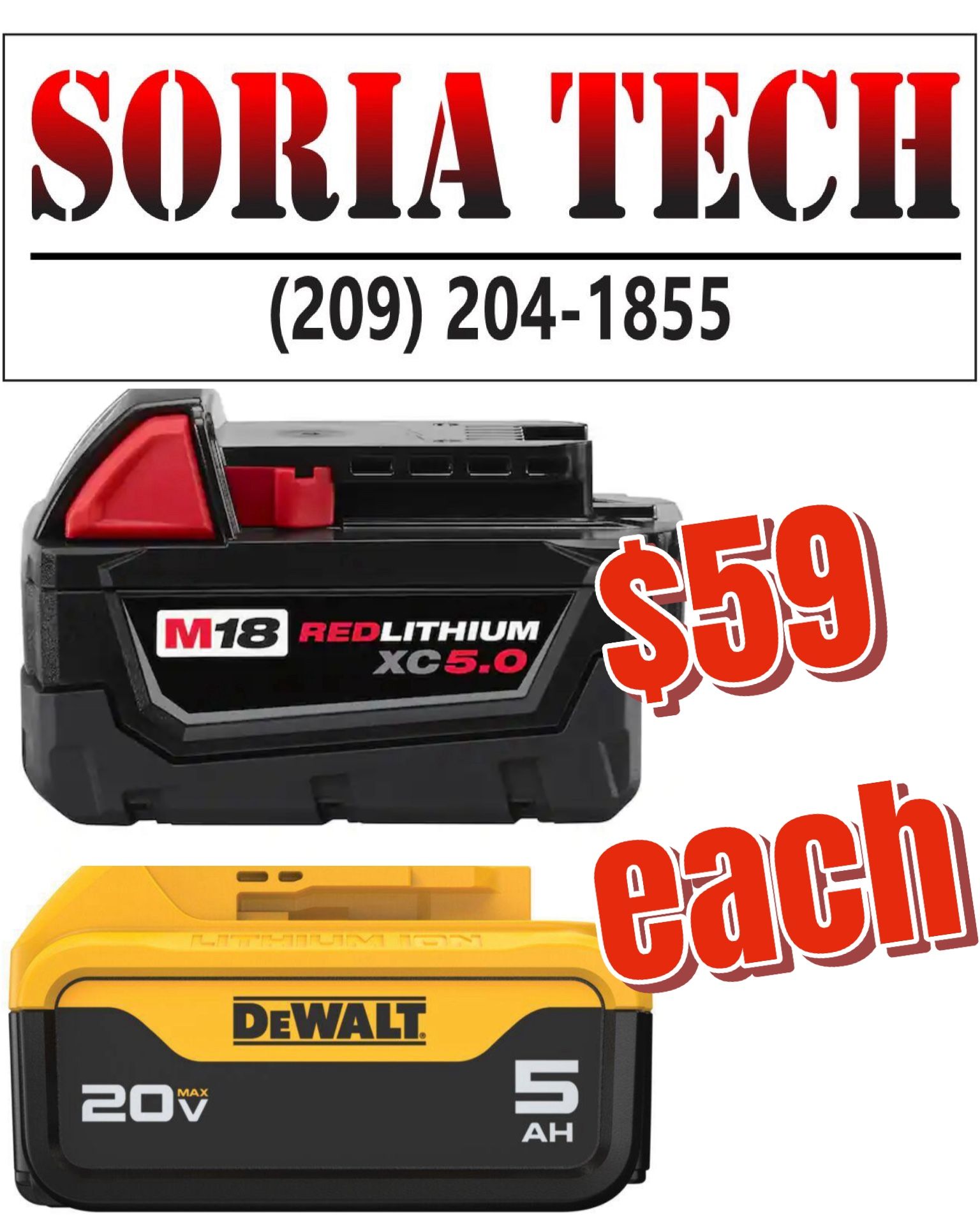 Milwaukee or Dewalt 5.0 Batteries 🔥 SALE 🔥