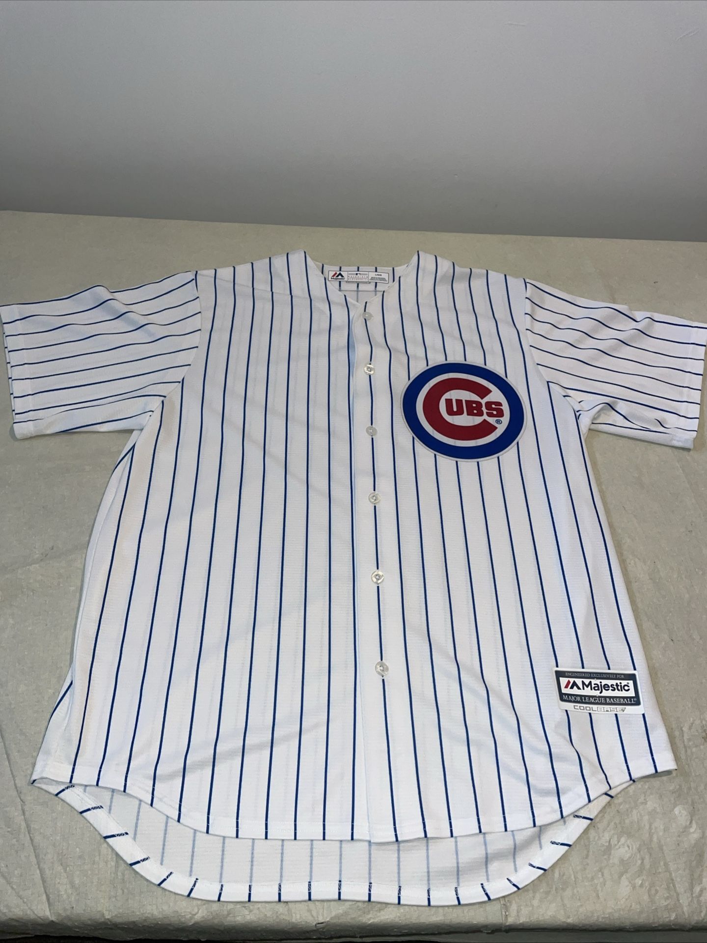 Chicago Cubs Majestic Jersey Blue Clean Mens Large Cool Base MLB Vintage