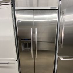 Kitchen Aid Stainless Steel Side By Side 36” Built In Fridge 