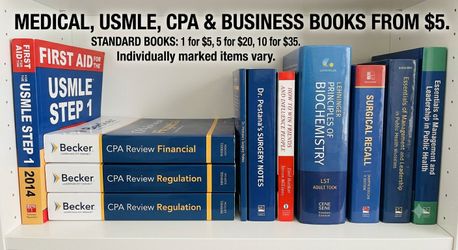 Medical, USMLE, CPA & Business Books – Pick Any – From $5