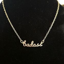 14K Gold Plated Script Necklace "badass"