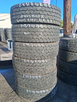 1 set of (6) 245/70/R19.5 with 80% of tread or life HANCOOK SMART FLEX DH35 HABLAMOS ESPAN̈OL