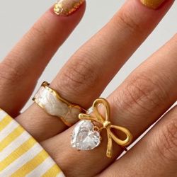 Stainless Steel Gold White Drip Ring for Women Vintage Adjustable Available In Black Or White Color 