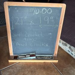 21”X19” Black Chalk Board With Metal Tray/chalks Include, 