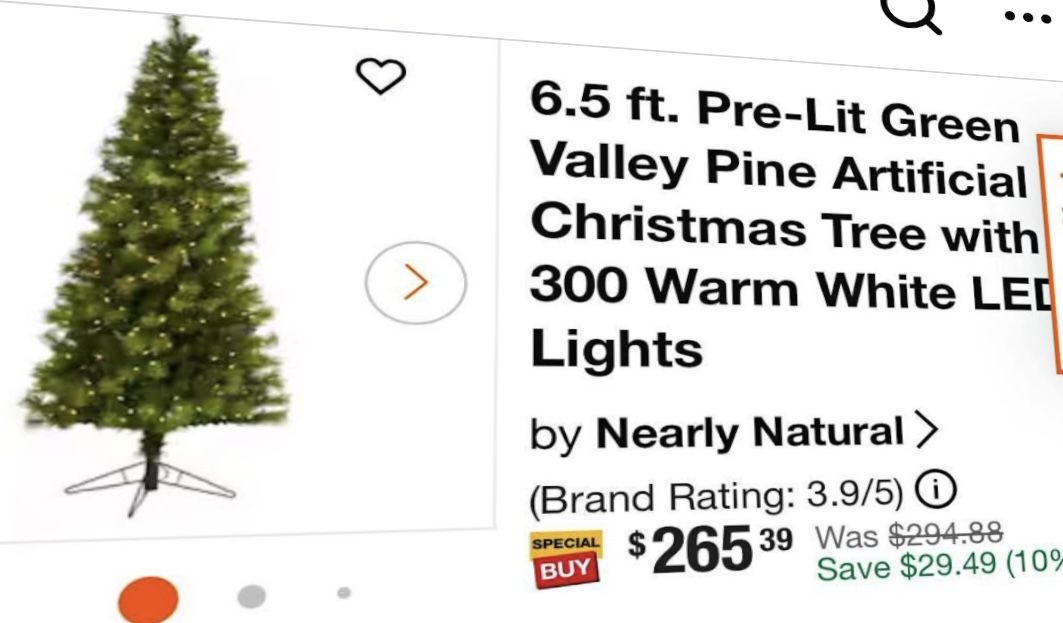 Brand New In Box 6.5 Pre-lit  Green Valley Pine Xmas Tree 300 LED
