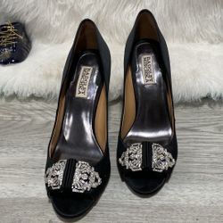 Badgley Mischka Davida Peep Toe Satin Heels size 7.5