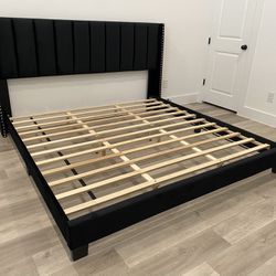 New Black King Size Plataform Bed Frame 