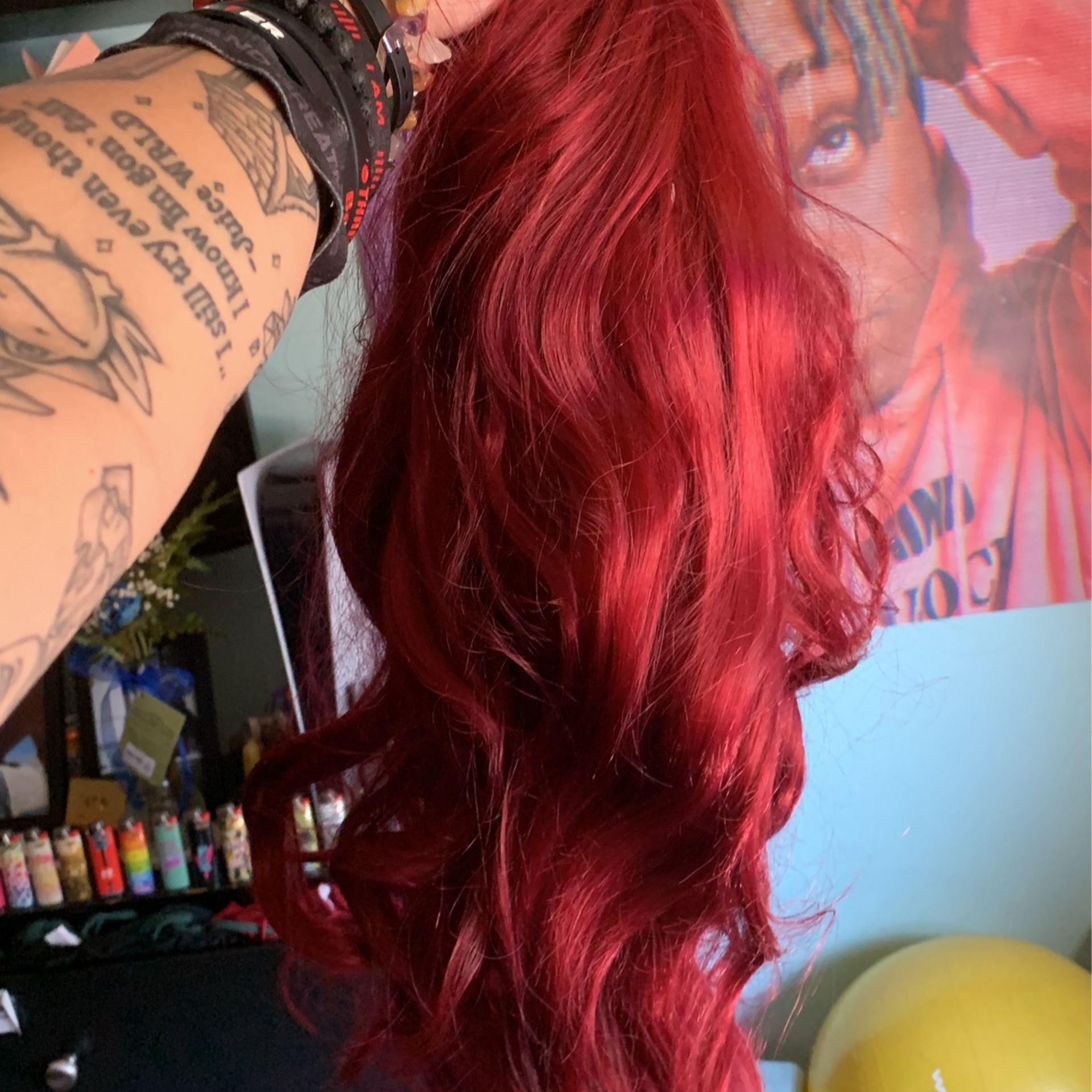 Wine red wig