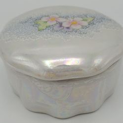Iridescent Pearl Vintage Flower Jewelry Box