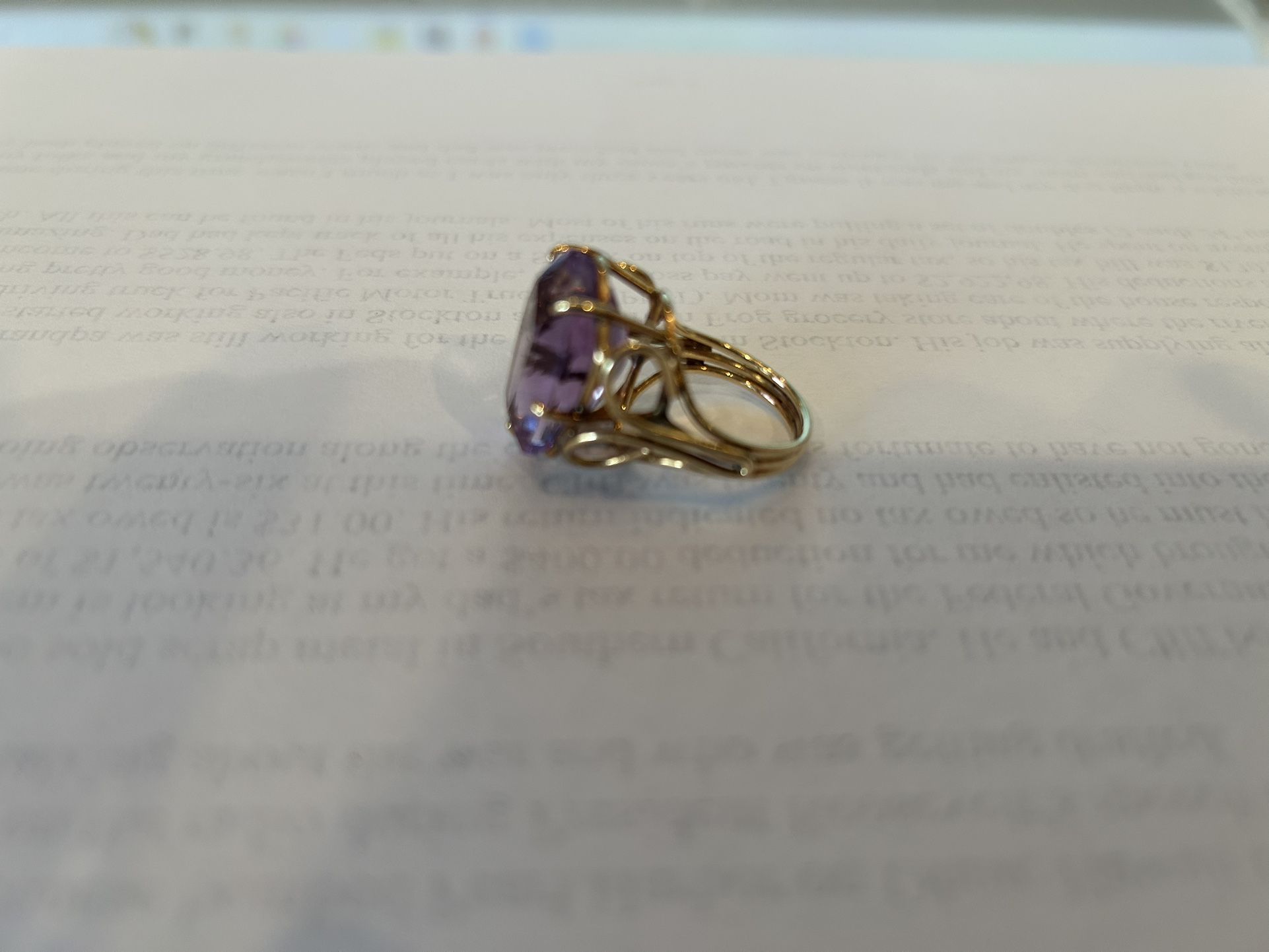 Hand Made Gold Ring w/ Amethyst Stone