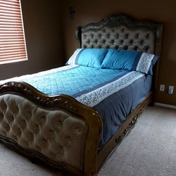 Queen Bed, Real Solid wood frame, Clean house