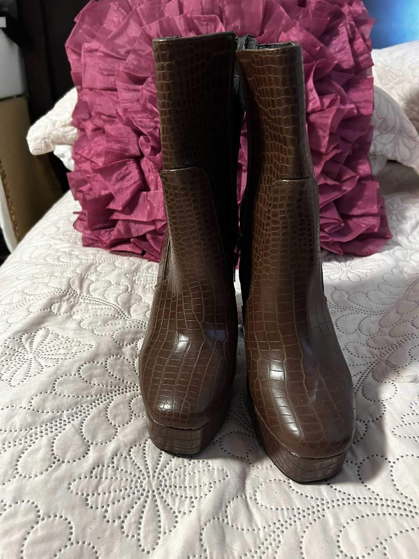 Brown heeled boots