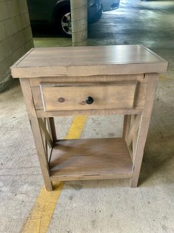 Light Brown Rustic End Table Console with Drawer