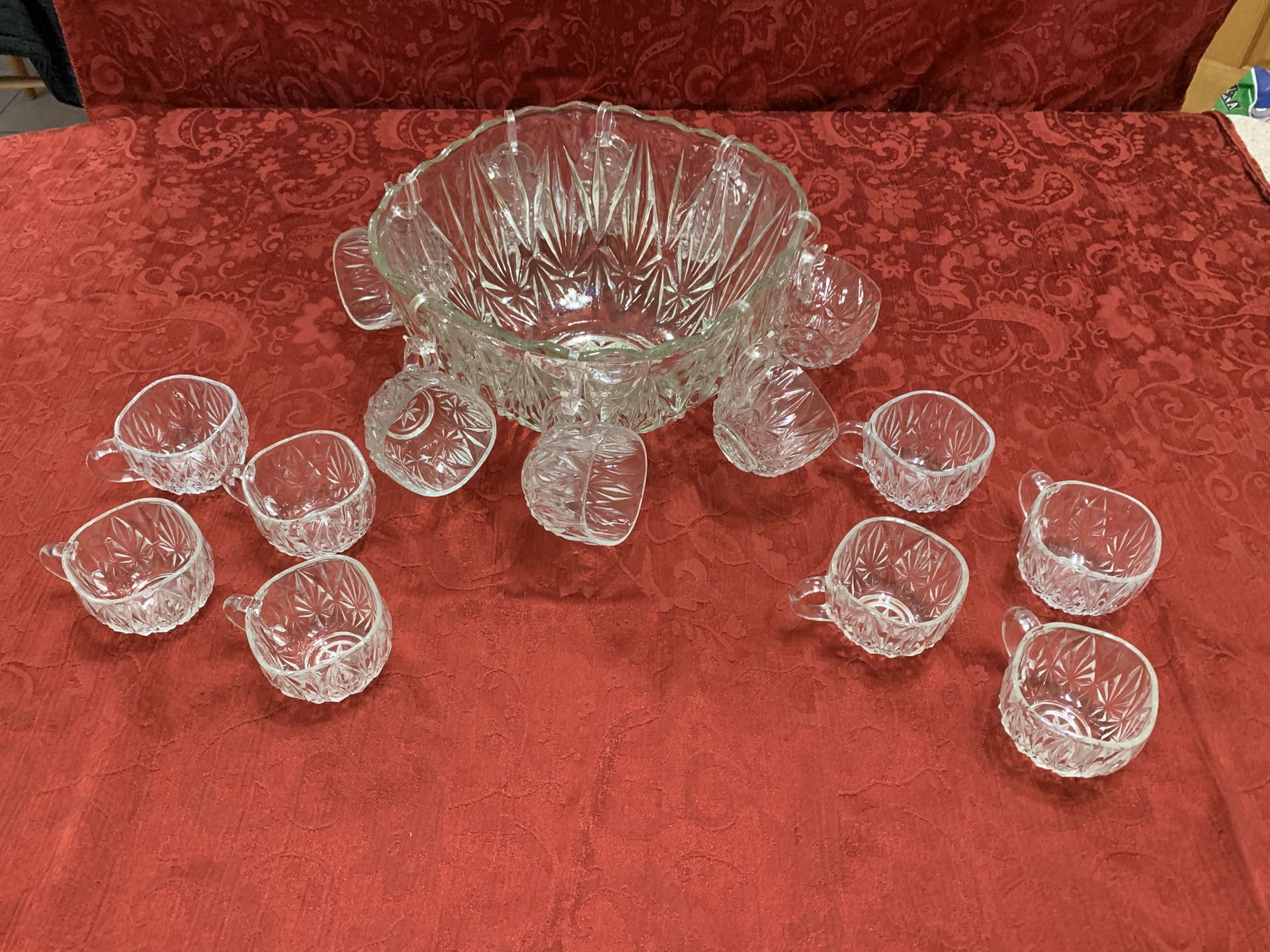 Vintage crystal punch bowl set