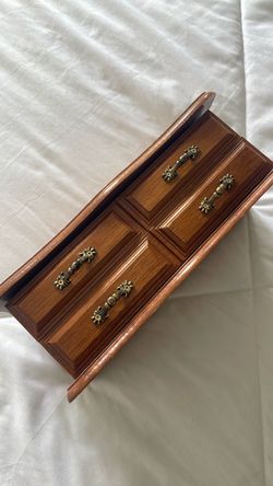 Wooden Jewelry Box with Mirror and Drawer