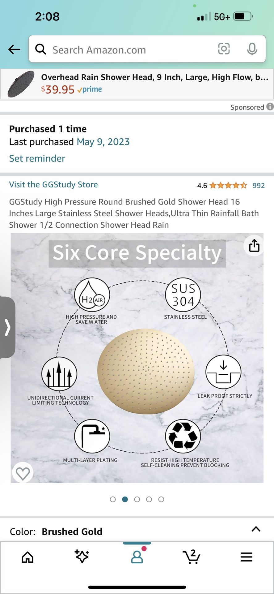 Gold Shower Head