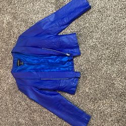 Vintage Blue Leather Jacket 