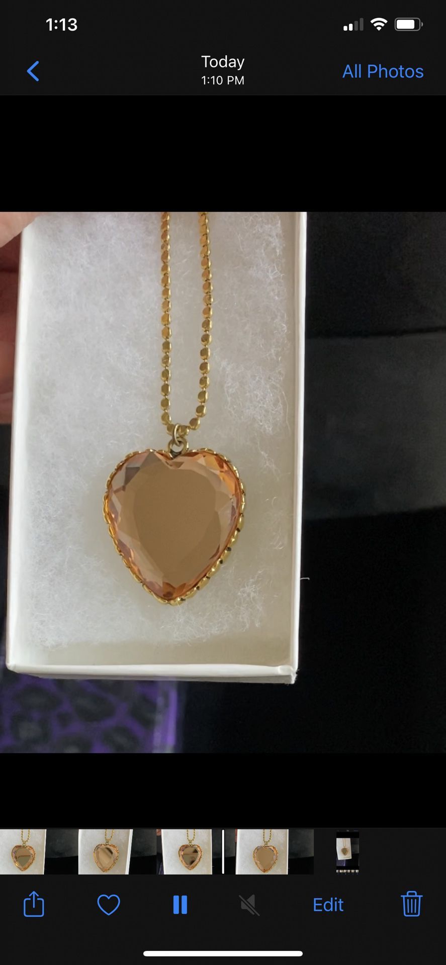 Betsey Johnson Gold/Amber Heart Necklace