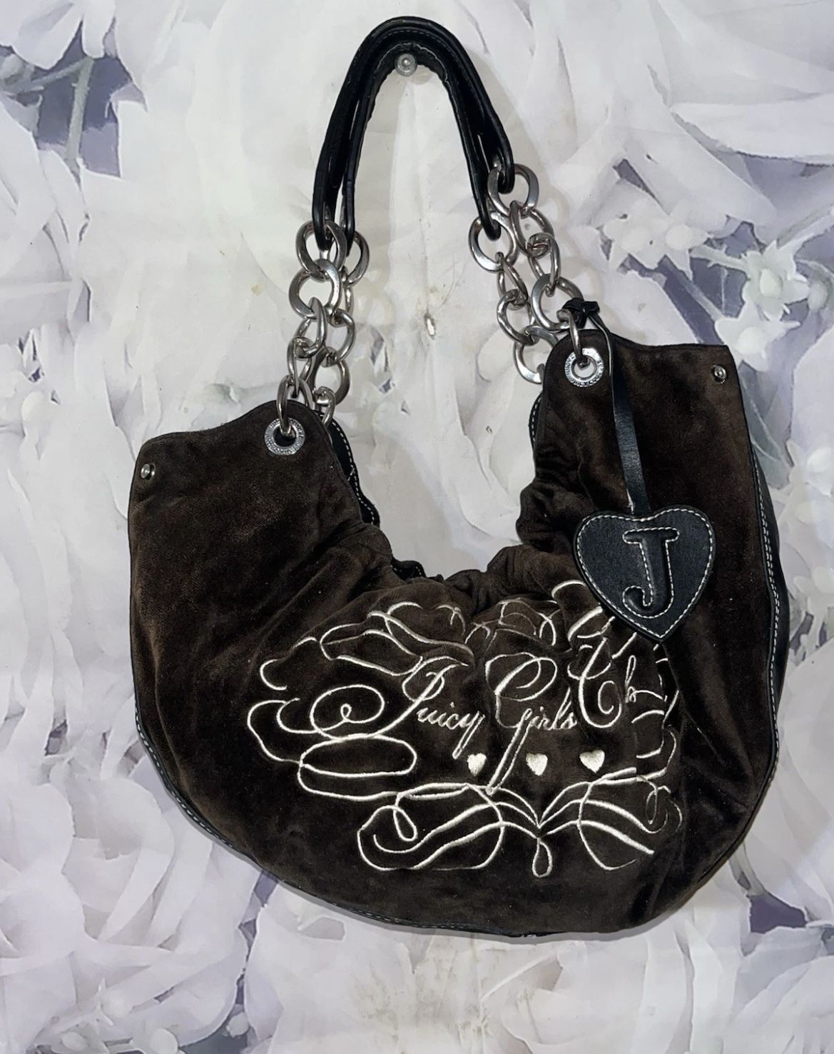 Vintage Juicy Couture Girl Club Velvet Velour Chocolate Brown Hand Bag Purse