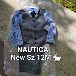 New Baby Boys Size 12M Nautica 12 M9nths 4-piece Easter Chirch Wedding Dress Suit 
