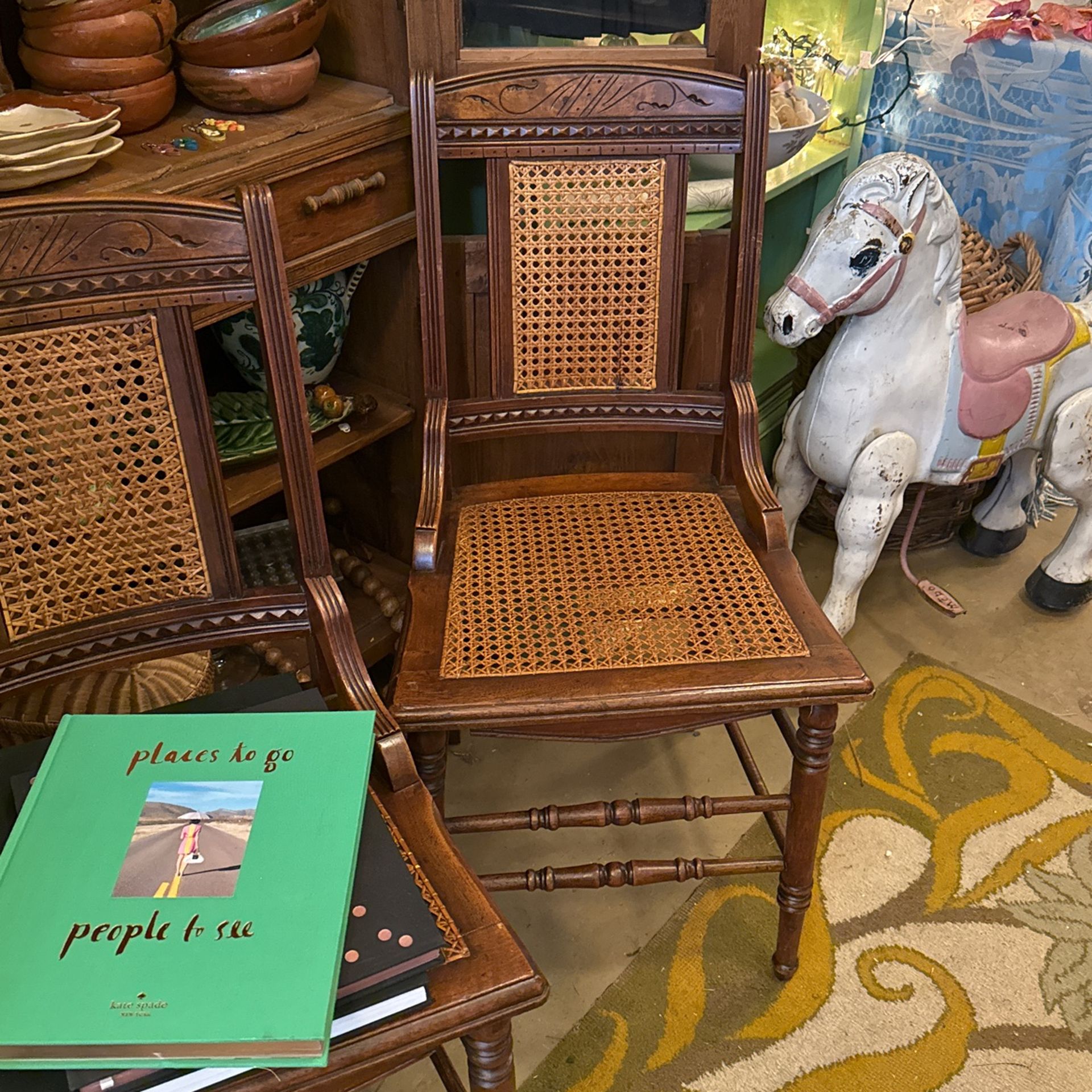 4 Antique East Lake Chairs Cane Perfect Condition