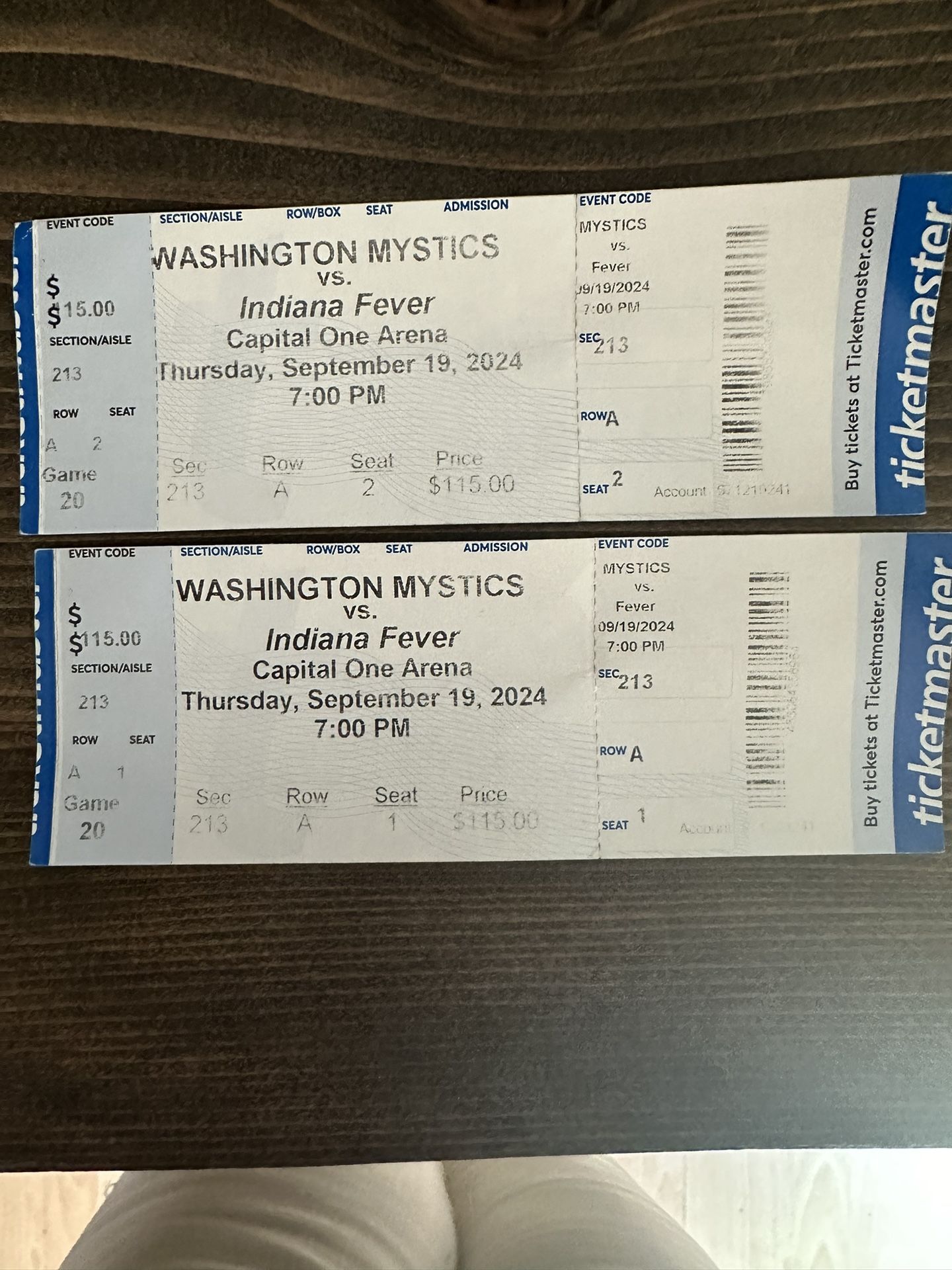 WNBA MYSTICS VS. INDIANA FEVER- THURSDAY, SEPTEMBER 19th